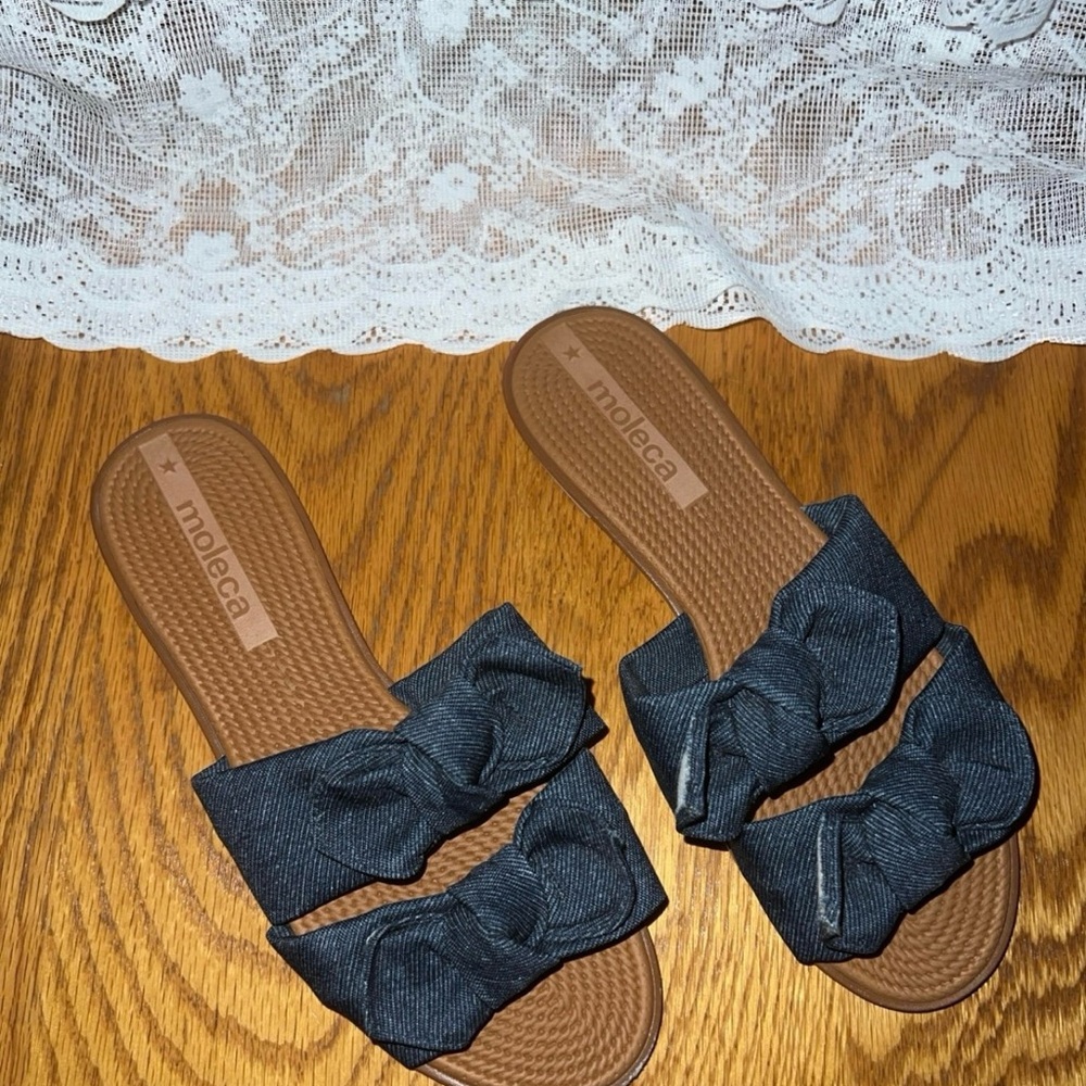 Moleca Women's jeans Bow Slide Sandals